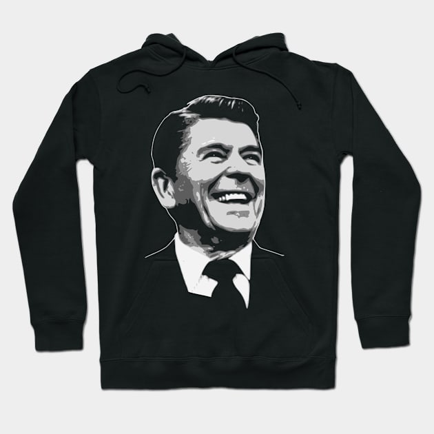 Ronald Reagan Black and White Hoodie by Nerd_art